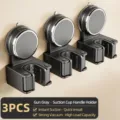 Grauer Saugnapf Mopp Halter, 3er Pack Wandmontage Besen Organizer für Badezimmer und Küche. - 3er-Set / Gunmetal