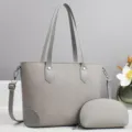 Grijze shopper tas set met portemonnee, stijlvolle schoudertas en crossbody tas. - Grijs