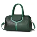 Groene lakleren krokodillen textuur handtas stijlvolle dames grote capaciteit schoudertas detail - Groen