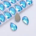 K9 teardrop glass crystal rhinestones sew-on flatback jewels for DIY crafts clothing - 11x18mm 10pcs/pack / Lake Blue AB
