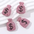 Rosa Strass Geldbeutel Anhänger DIY Perlen handgemachte 3D Charms für Schmuckherstellung. - 35x25mm / Rosa