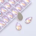 K9 crystal glass drop sew-on rhinestones with AB coating, ideal for DIY clothing and crafts. - Light Pink AB