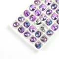 Iridescent purple crystal glass rhinestone, sew-on satellite diamond DIY jewelry accessory. - 8mm 72 Pieces/Pack