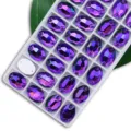 Purple oval sew-on crystal rhinestones flatback dual hole glass diamonds for DIY crafts clothes. - 11*16mm 36 Pcs/Pack / 26 Violet AB