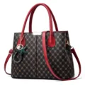 Vrouwen mode handtas retro print schoudertas met rode handvat variant tas model - Koffie Gecombineerd met Rood / Rood