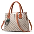 Dames mode woon-werk handtas grote capaciteit vintage bedrukte schouder crossbody tas - Beige Gecombineerd met Bruin / Geel