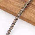 Sparkling rhinestone trim detail, champagne crystal felt strip for DIY craft and garment sewing. - Champagne Rhinestone Strip - 0.9cm Width