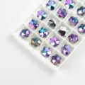 Pendentif flocon de neige en verre cristal multicolore facetté accessoire bijoux - Flocon de neige / 12 Pièces/Paquet (14mm) / Bleu Violet Iridescent
