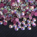 Strass en verre à dos plat couleur AB pour nail art et décoration de vêtements DIY. - Base rose blanc AB