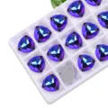 Triangle sew-on rhinestones AB glass crystal flatback gems for DIY garments clothing accessories - 12mm 28 Pieces/Pack / 26 Violet AB