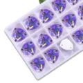 Fat triangle flat back sew on rhinestones, AB crystal glass buttons for DIY garment accessories. - 12mm 28 Pieces/Pack / Color 47 Light Purple AB