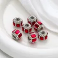 Perles tonneau en strass rouge DIY accessoires de fabrication de bijoux perles intercalaires. - Rouge