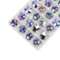 Pendatifs en verre cristal fleur pour fabrication de bijoux, couleur violette AB. - Fleur de prunier / 12 Pièces/Paquet (14mm) / Bleu Violet Iridescent
