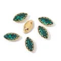 Marquise green rhinestones with gold claw settings, sewing DIY clothing accessories main view. - 4mm*8mm, 100 Pcs/Bag / Peacock Green