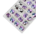 Strass en verre cristal forme d'ours accessoires de bijoux pour boucles d'oreilles - Ours en peluche / 12 Pièces/Paquet (14mm) / Bleu Violet Iridescent