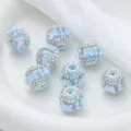 Perles strass papillon bleu grand trou DIY fabrication de bijoux accessoires cristal. - Bleu Imprimé Graphique