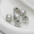 Perles boules de cristal strass népalaises bricolage breloques bijoux accessoires de gros - Blanc AB