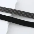 Black rhinestone hot fix trim and fabric strap set DIY apparel accessories variant. - 1m / 6 Rows of Rhinestones (13mm)