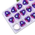 Fat triangle glass sew-on rhinestones with AB coating, ideal for DIY crafts and decor. - 12mm 28 Pieces/Pack / Brown AB