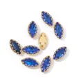Blue marquise rhinestone with gold setting hand sew crystals for DIY clothing accessories 10pcs - 4mm*8mm, 100 Pcs/Bag / Dark Blue