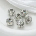 Perles scintillantes à grand trou en strass accessoires breloque DIY pour chaîne de téléphone - Blanc