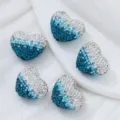 Cuentas de diamantes de imitación de corazón degradado para accesorios de joyería, brillante. - 19*24mm / Azul Lago y Blanco