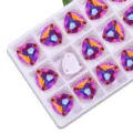 Fat triangle sew-on flatback rhinestone glass crystal DIY garment accessories sparkly details. - 12mm 28 Pieces/Pack / 34 Orange Red AB