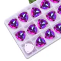 Fat triangle sew on rhinestones detail, crystal AB flatback glass stones for DIY crafts. - 12mm 28 Pieces/Pack / 38 Rose Red AB