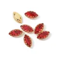 Acrylic horse eye red rhinestone claw buttons with golden claws for DIY sewing. - 4mm*8mm, 100 Pcs/Bag / Bright Red