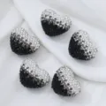 Black white gradient heart rhinestone beads, DIY crystal jewelry making charms and accessories. - Black & White