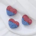 Abalorios strass corazón degradado, accesorios joyería DIY hechos mano, diseño strass brillante. - 19*24mm / Azul y Rosa