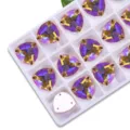 Fat triangle AB glass sew-on rhinestones for DIY clothing accessories and crafts decoration. - 12mm 28 Pieces/Pack / 40 Golden Yellow AB