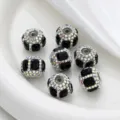 Brillantes perles de strass en cristal noir, perles intercalaires en métal pour bijoux DIY. - Noir