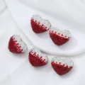 Red white gradient heart rhinestone charm DIY jewelry beads handmade accessories parts - Red & White