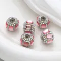 Perles intercalaires en métal strass rose pour fabrication de bijoux DIY et breloques de téléphone. - Rose