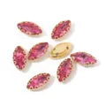 Marquise claw rhinestones pink crystal gems with holes DIY sewing clothing accessories - 4mm*8mm, 100 Pcs/Bag / Rose Red