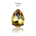 Topaz Tropfenform Kristall Strass mit 4-Krallen Näh-Glasstein für DIY Tanzkostüm Zubehör - 13*18mm, 12 Stück/Packung / 11 Goldgelb