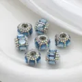 Perles tonneau en strass cristal bleu pour fabrication de bijoux et accessoires DIY - Bleu clair