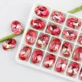 Oval 13x18mm pink crystal rhinestones flatback DIY jewelry making sparkling items. - 13x18mm 10 Pcs Pack / Black and Red (02)