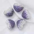 Cuentas de corazón de arcilla suave con estrás degradado para accesorios de joyería DIY - 19*24mm / Morado y Blanco