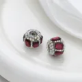 Perles en metal avec strass scintillants accessoires bijoux DIY pour chaine de telephone - Rouge Foncé