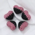 Gradient heart rhinestone beads DIY accessories, pink and black crystal craft supplies. - Black & Pink