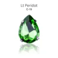Tropenförmiger heller Peridot Kristall Strassstein mit 4-Krappen-Fassung für DIY Tanzkleider. - 13*18mm, 12 Stück/Packung / Fruchtgrün