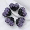 Gradient Purple Black Rhinestone Heart Beads DIY Craft Jewelry Making Accessories - Black & Purple