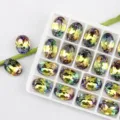 13x18mm Oval Rhinestones Crystal Flatback Fancy Stones DIY Jewelry Making Accessories - 13x18mm 10 Pcs Pack / Matte Black (01)