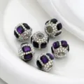 Perles DIY strass argent pierre violette pour fabrication de bijoux bracelets breloques. - Violet