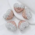 Gradient rhinestone heart craft beads, DIY jewelry accessories, sparkling crystal charm, 5pcs - Champagne & White