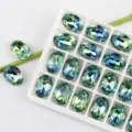 13x18mm Oval Pointed Back Crystal Rhinestones Blue Green DIY Jewelry Loose Gemstones - 13x18mm 10 Pcs Pack / 09