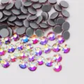 Strass à dos plat blanc AB en verre cristal pour décoration de vêtements et accessoires d'ongles. - Base adhésive blanc AB
