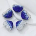 Gradient heart rhinestone clay beads with hole, DIY jewelry making accessories SKU - Navy & White